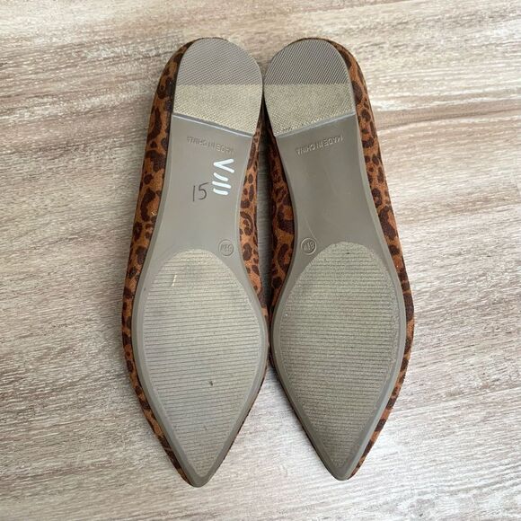 Report Marley Scalloped Leopard Print Pointed Toe Flats Size 8.5W - Picture 4 of 5